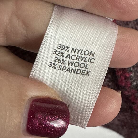 J Jill Coat M Red Black Plaid Wool Blend Button Front Jacket Shacket Trendy Fall - Picture 6 of 9